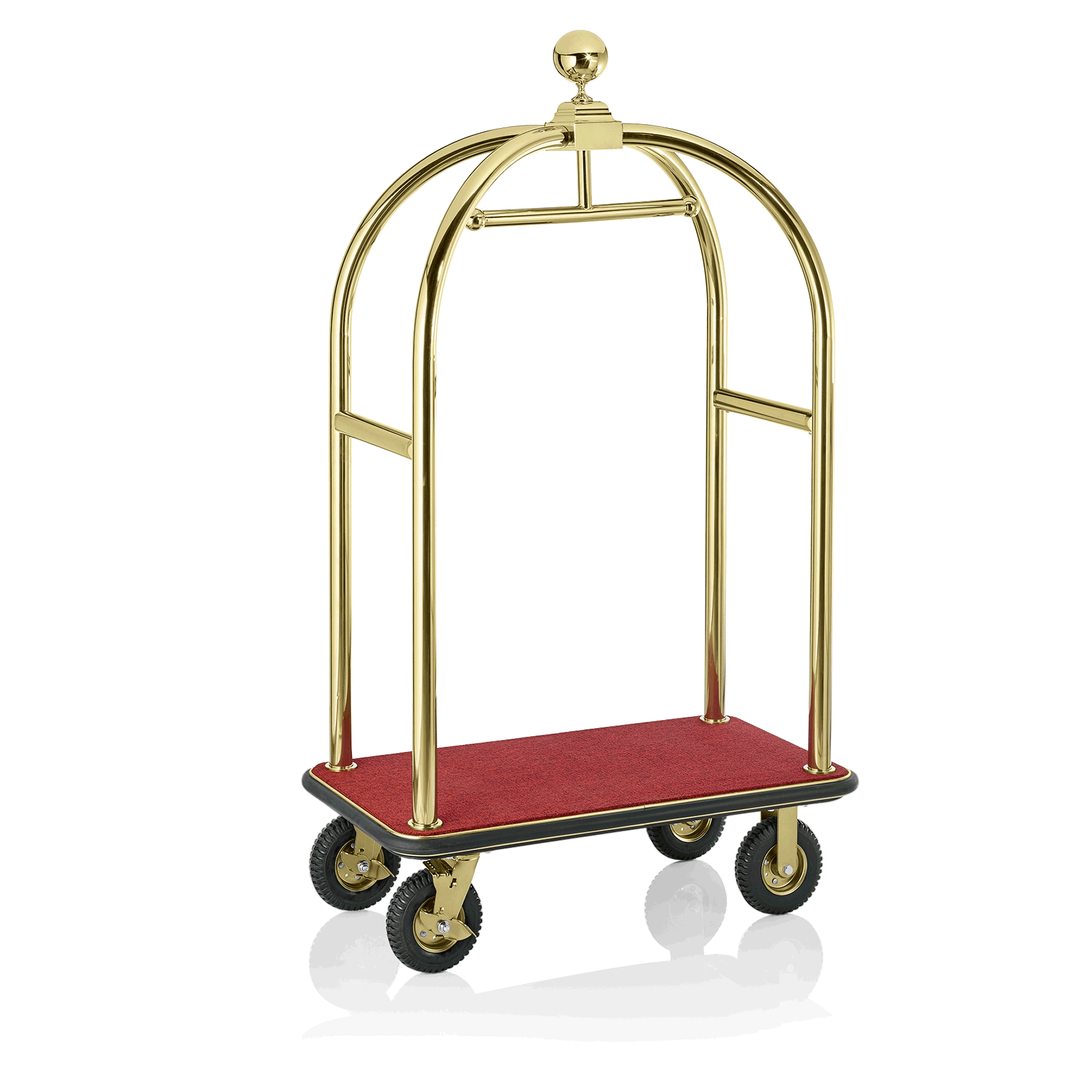 WAS Gepäckwagen DRIFT, 112 x 60 x 190 cm, silberfarben gebürstet, roter Teppich,
