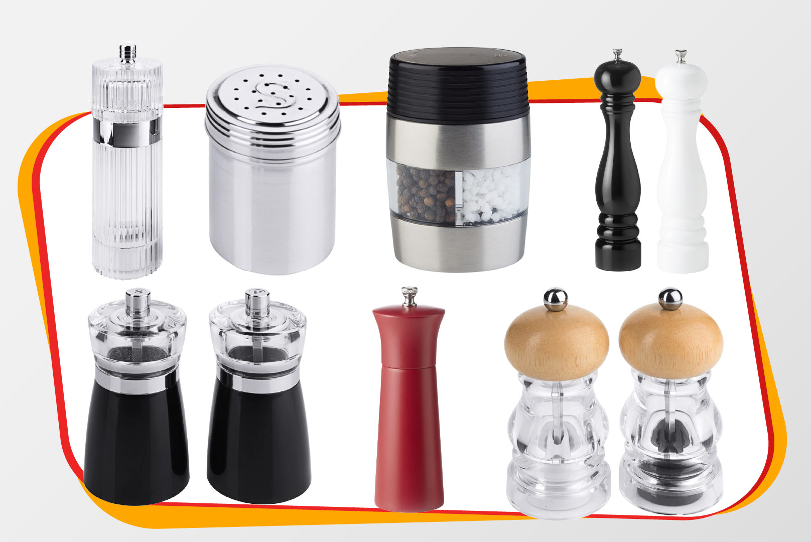 Salzmühle, Pfeffermühle, Küchengewürz, Mühlen-Set, Küchenaccessoire