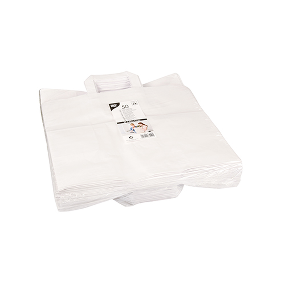 Papstar Tragetaschen, Papier 27 cm x 32 cm x 17 cm weiss mit Tragegriff