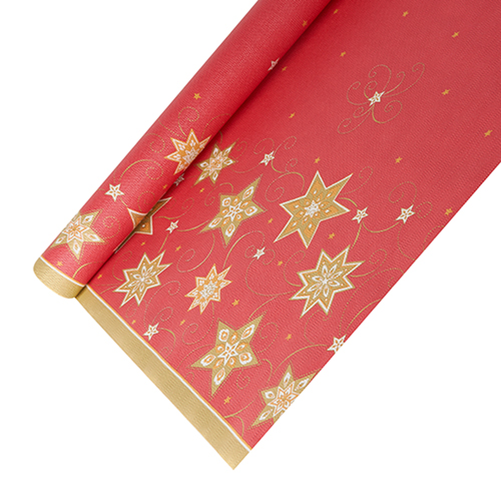 Papstar Tischdecke, Papier 6 m x 1,2 m rot "Just Stars"