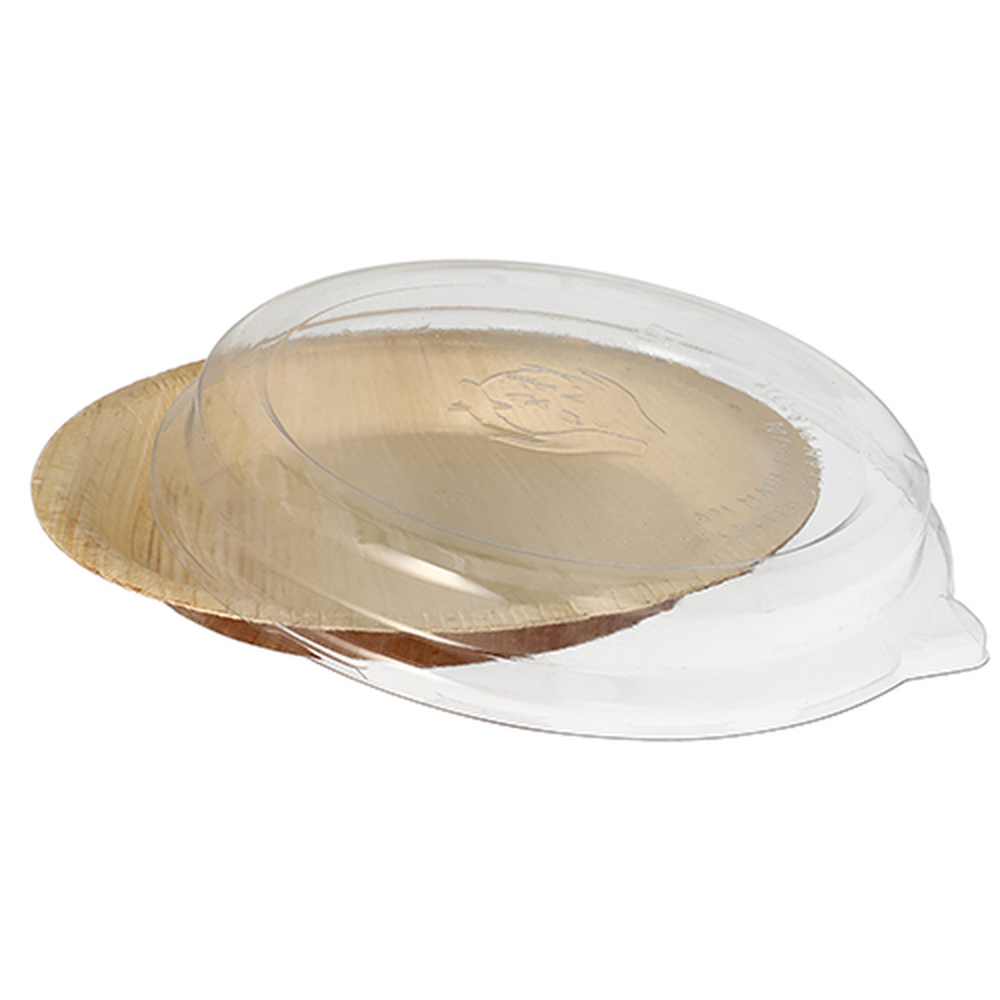 PAPSTAR Teller, Palmblatt rund 500 ml Ø 23 cm · 5,3 cm mit rPET Deckel Kombi