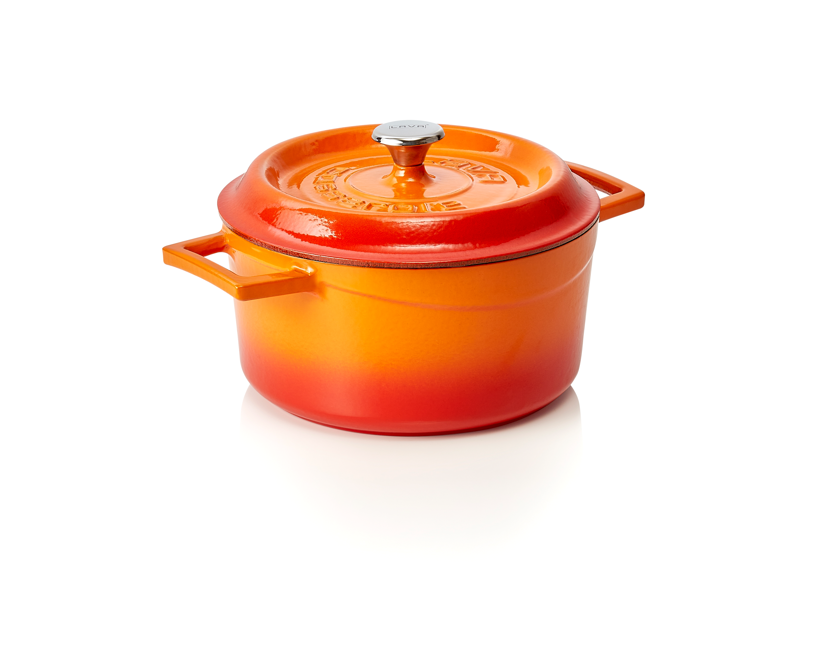 WAS Cocotte Ø oben 21 cm Höhe 10,5 cm orange Gusseisen