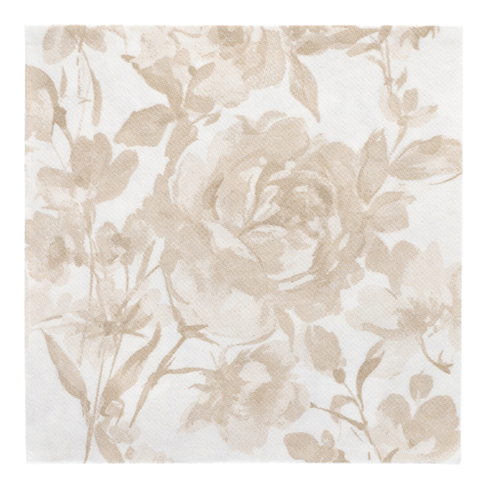 Papstar Servietten "ROYAL Collection" 1/4-Falz 40 cm x 40 cm sand "Rose"