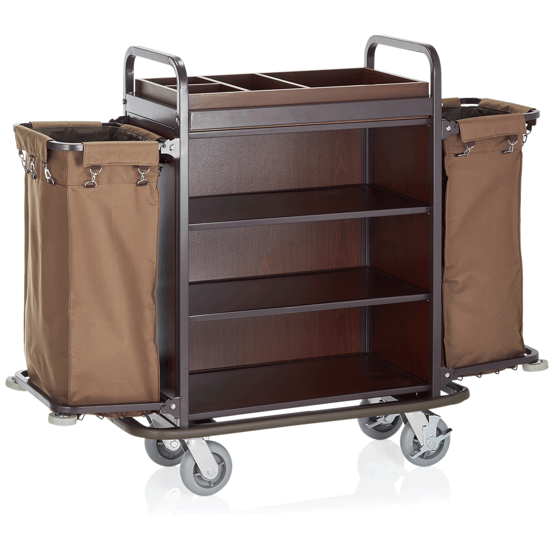 WAS Zimmerservicewagen, 146 x 50 x 120 cm, braun, Stahl, Polyesterfaserstoff, Ho