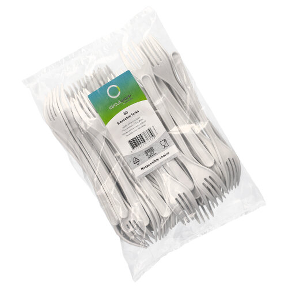 Papstar "Circulware" Mehrweg-Gabeln PP-MF 18,5 cm weiss extra stabil
