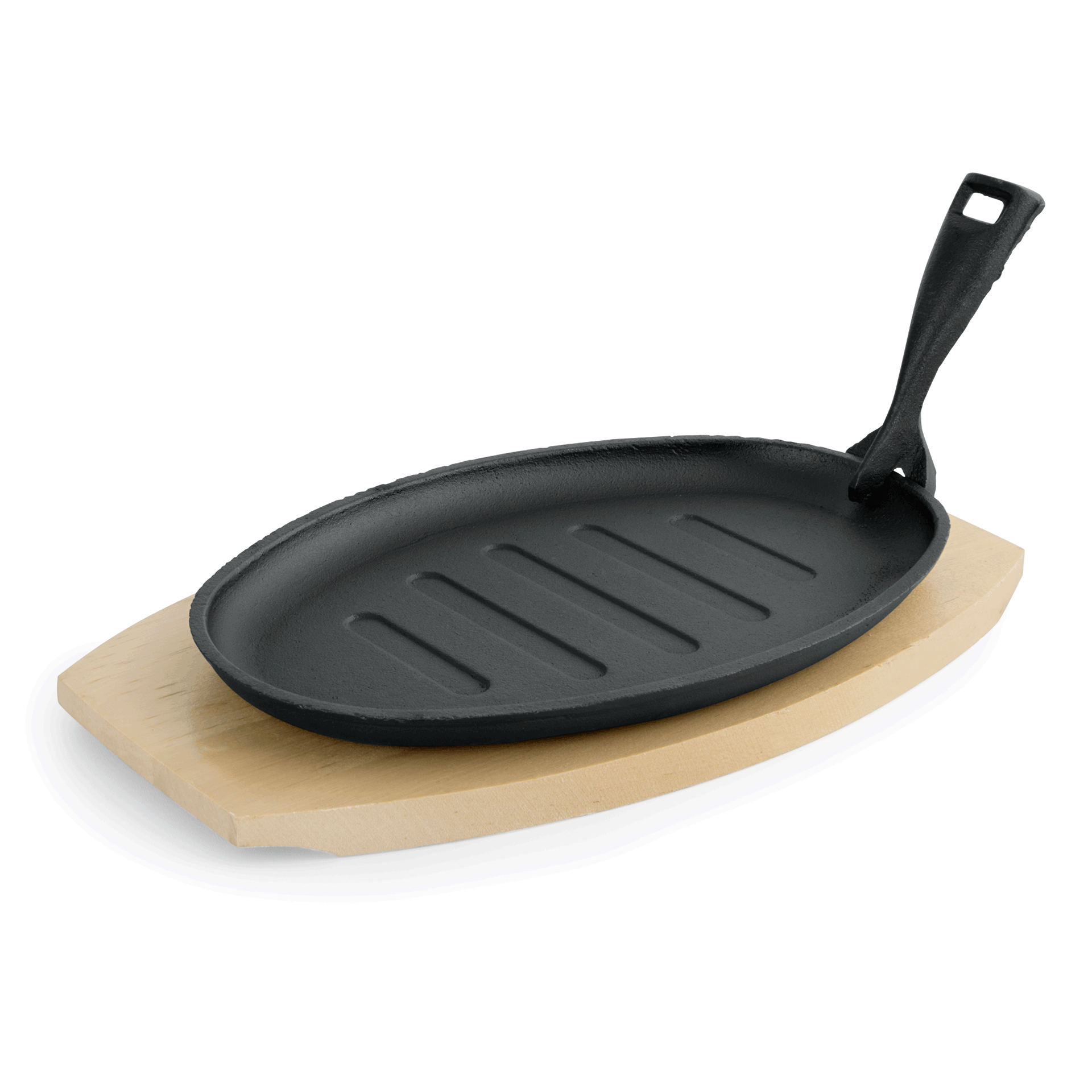 WAS Servierpfanne IRON DINING, mit Holzuntersetzer, 27 x 17,5 x 2 cm, Gusseisen,