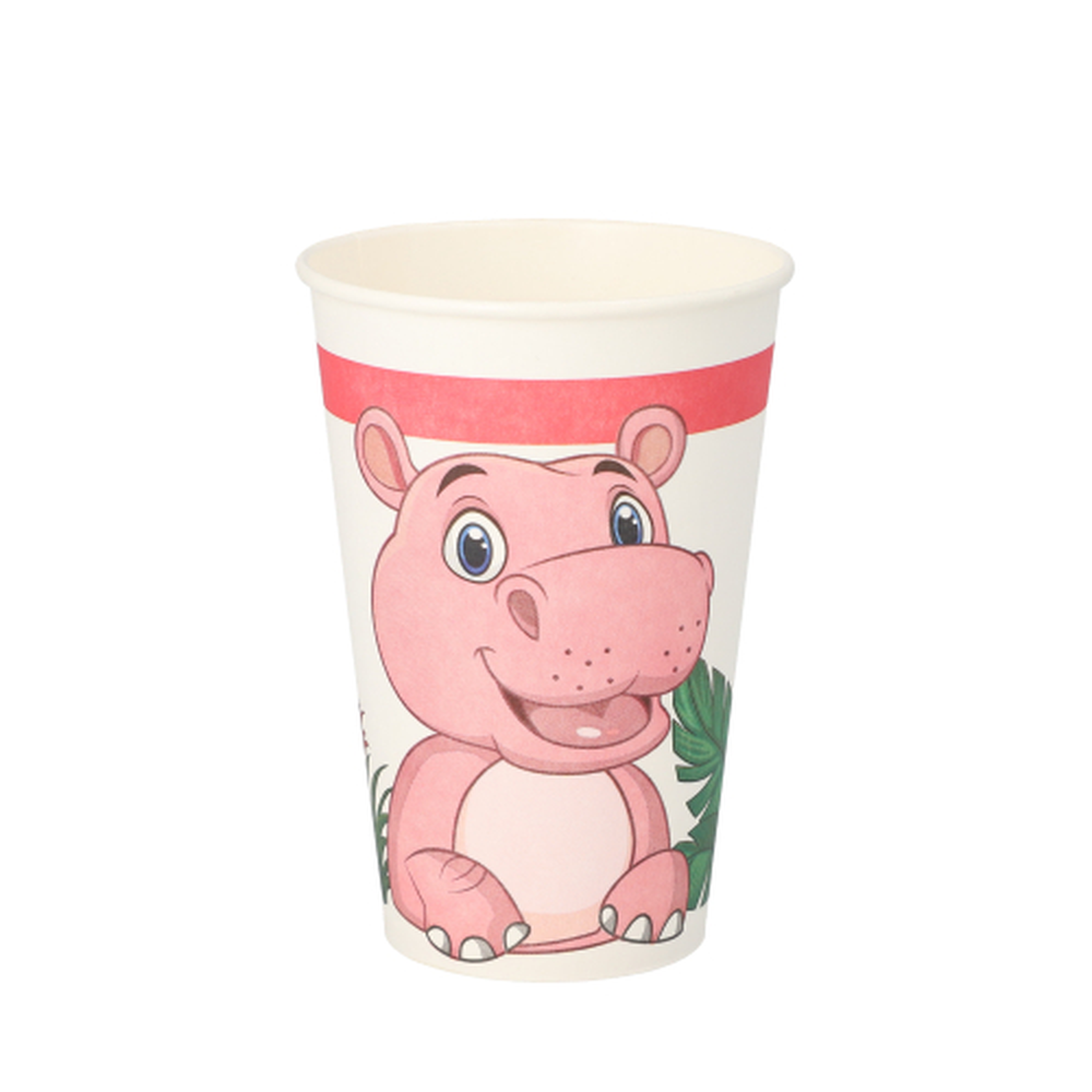 Papstar Trinkbecher, Pappe 0,2 l Ø 7 cm · 9,7 cm "Jungle"