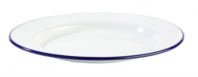 Assheuer Teller, flach -Enamelware- innen: weiß  Ø 20 cm, H: 2 cm