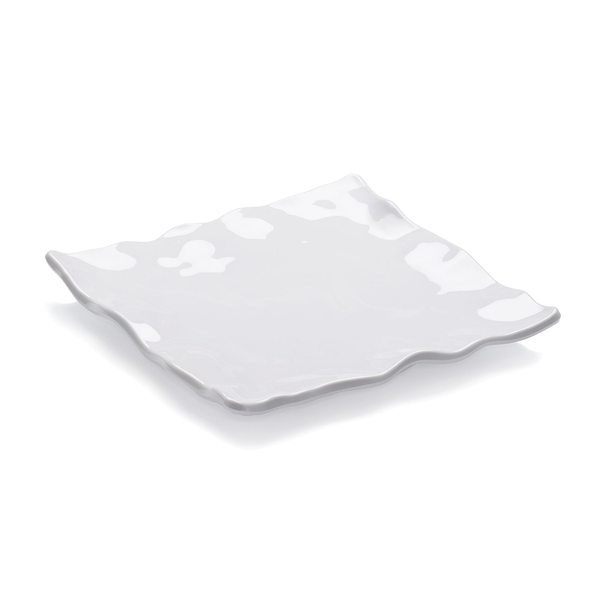 WAS Ruffle Square Teller, flach, 14 x 14 cm, weiß, Melamin