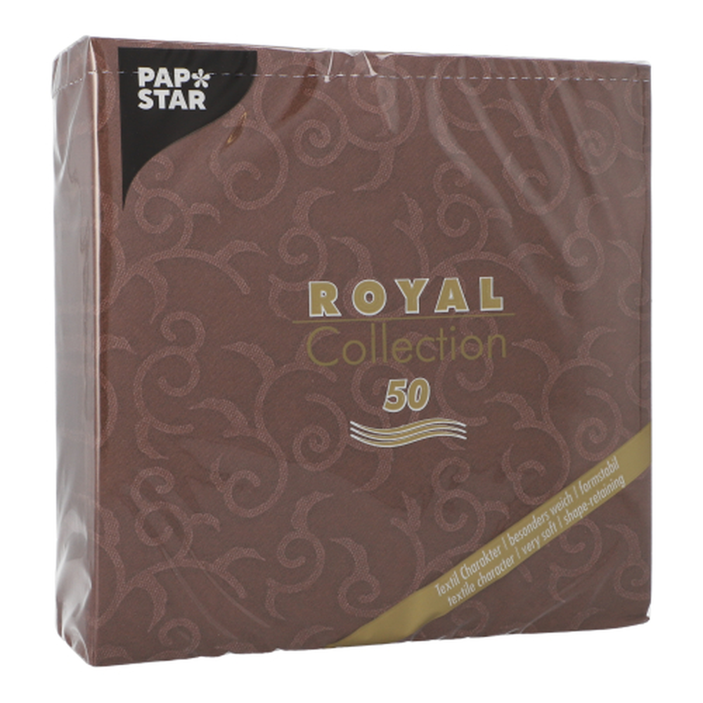 Papstar Servietten "ROYAL Collection" 1/4-Falz 40 cm x 40 cm braun "Casali"