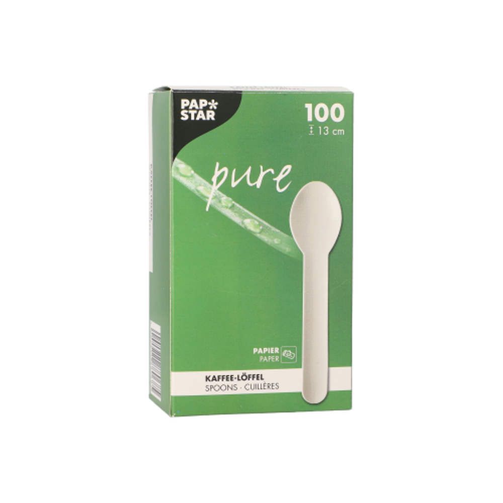 Papstar Kaffeelöffel, Papier "pure" 13 cm weiss