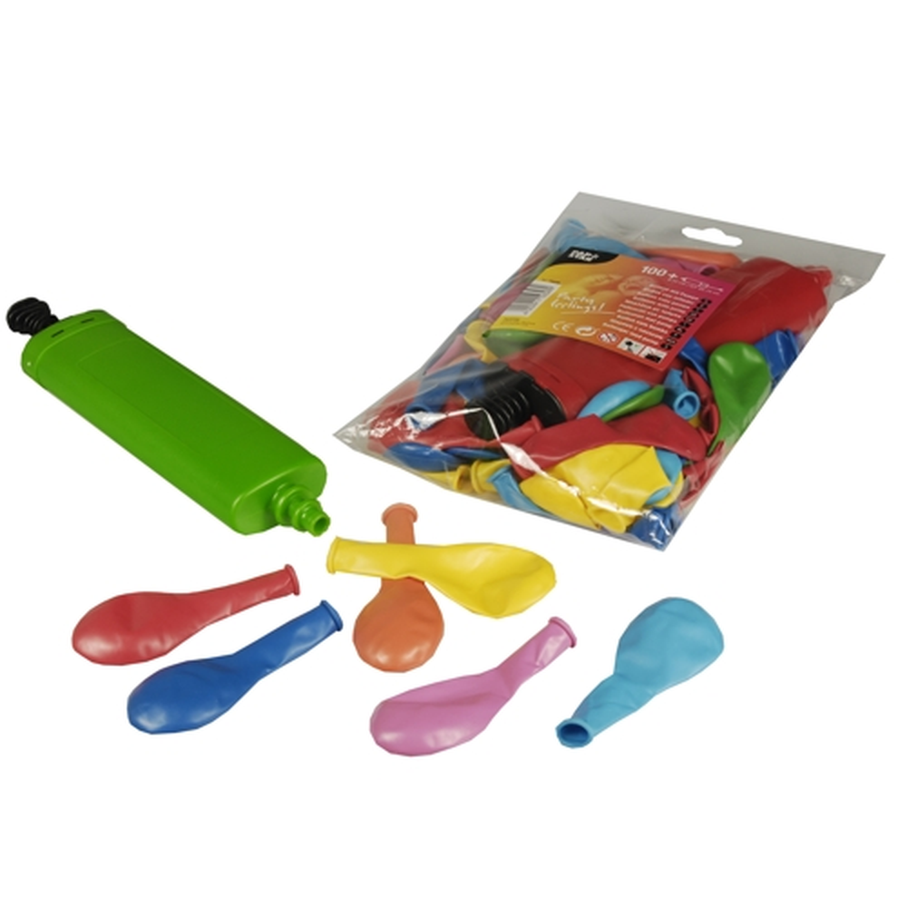 Papstar Luftballons mit Pumpe Ø 22 cm farbig sortiert