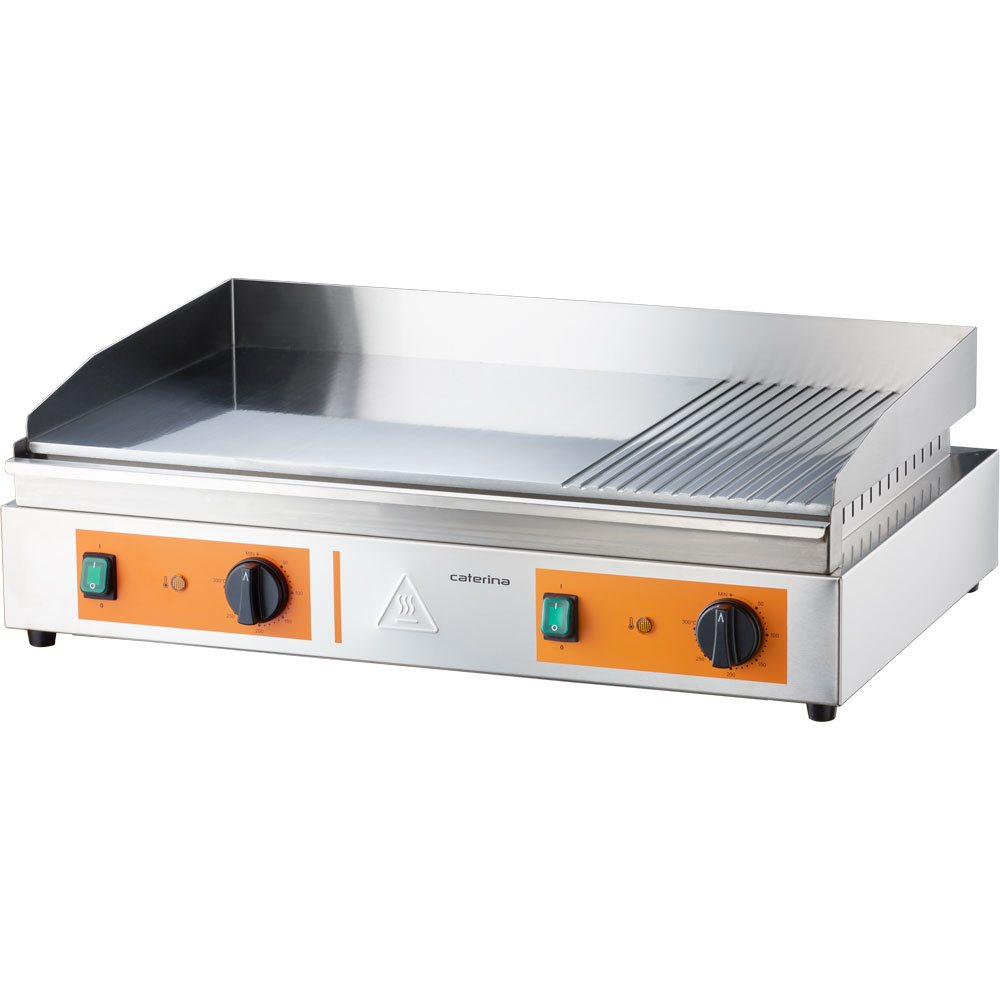 Stalgast Griddleplatte CATERINA, 720x460x240 mm, 2/3 glatt und 1/3 gerillt, 3,5 
