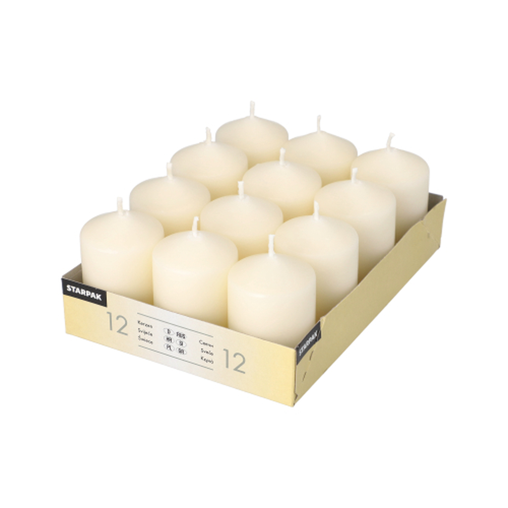 Papstar Stumpenkerzen Ø 40 mm · 60 mm elfenbein "Ivory" mit Flachkopf