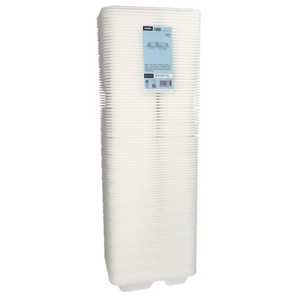 PAPSTAR Siegelschalen, XPS 2-geteilt 800 ml 4,2 cm x 18,5 cm x 23,5 cm weiss