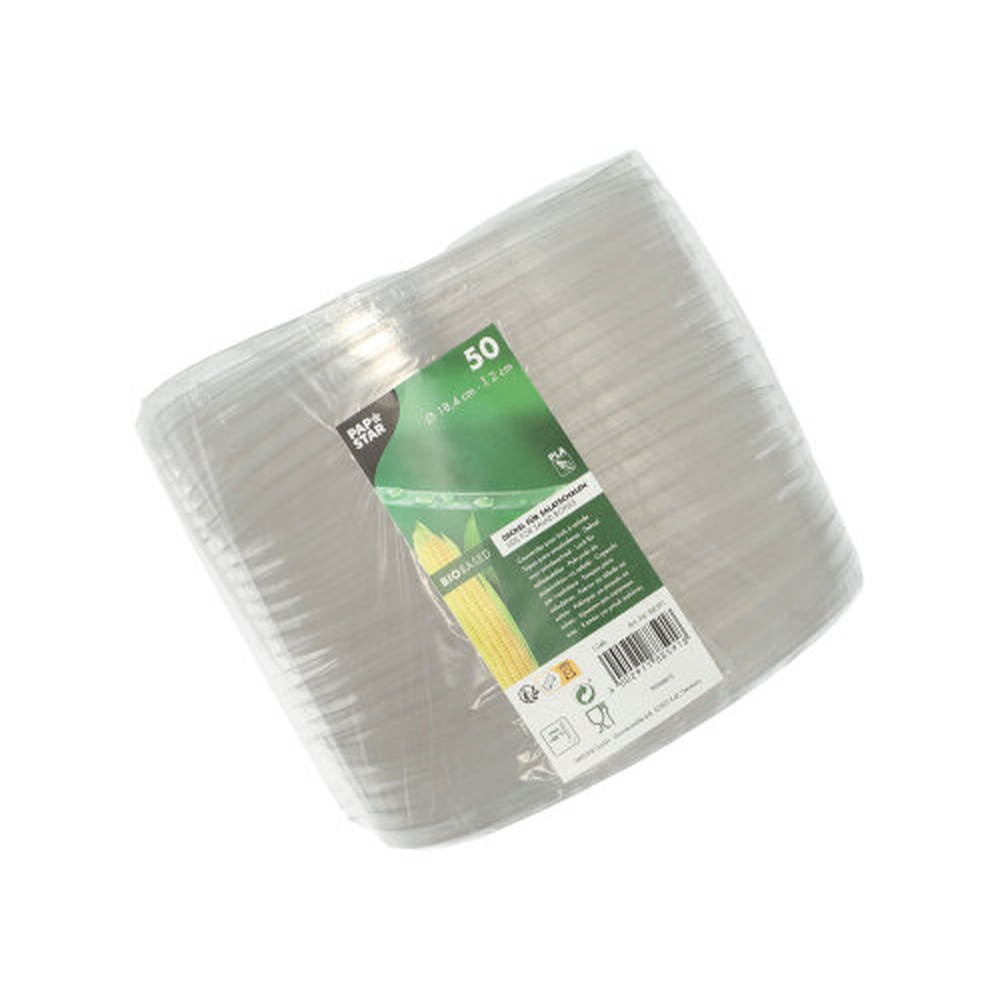 Papstar Deckel für Salatschalen, PLA rund Ø 18,4 cm · 2 cm klar