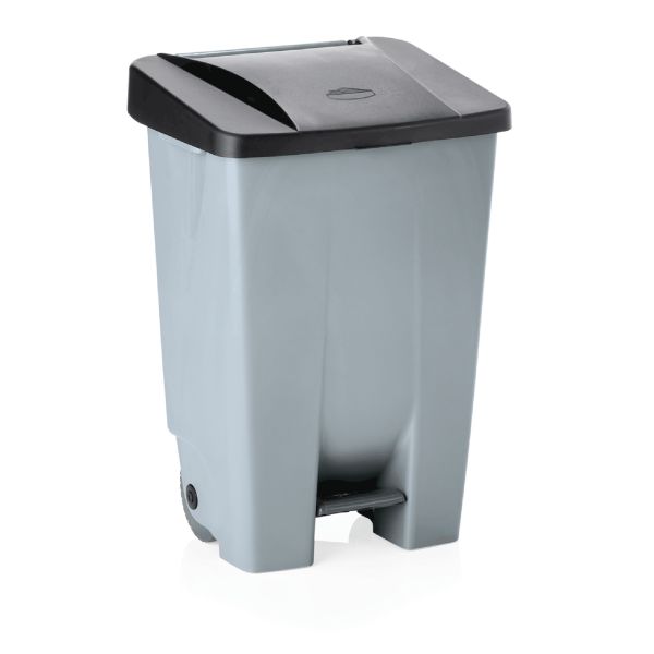 WAS Tretabfallbehälter mit schwarzem Deckel, 80 ltr., 41 x 50 x 74 cm, Polyethyl