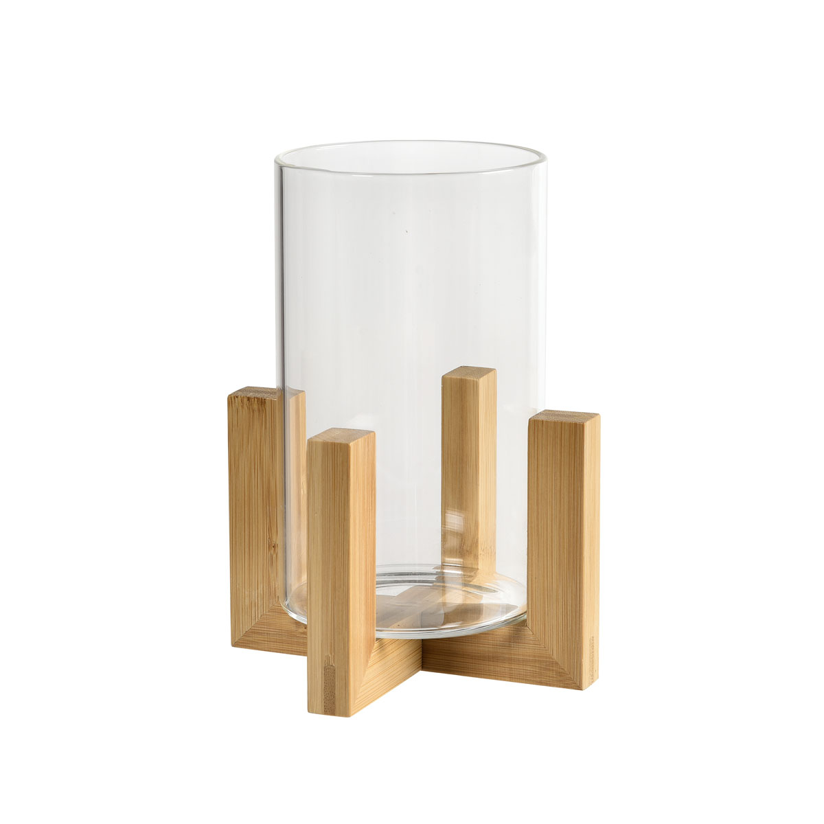 Duni Kerzenhalter für Stumpenkerzen Esme 120 x 120 x 170 mm Holz Glas