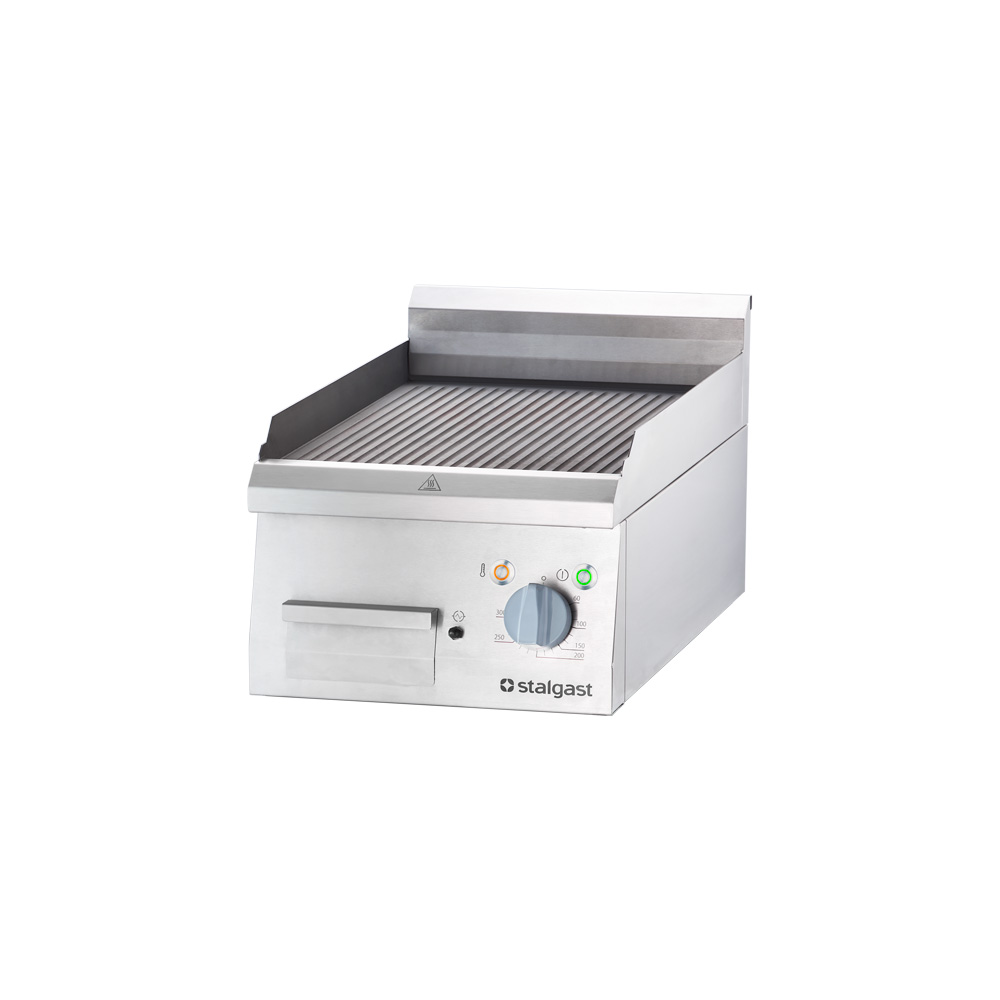Stalgast Elektro-Griddleplatte als Tischgerät, 400x700 mm, gerillte Grillfläche,