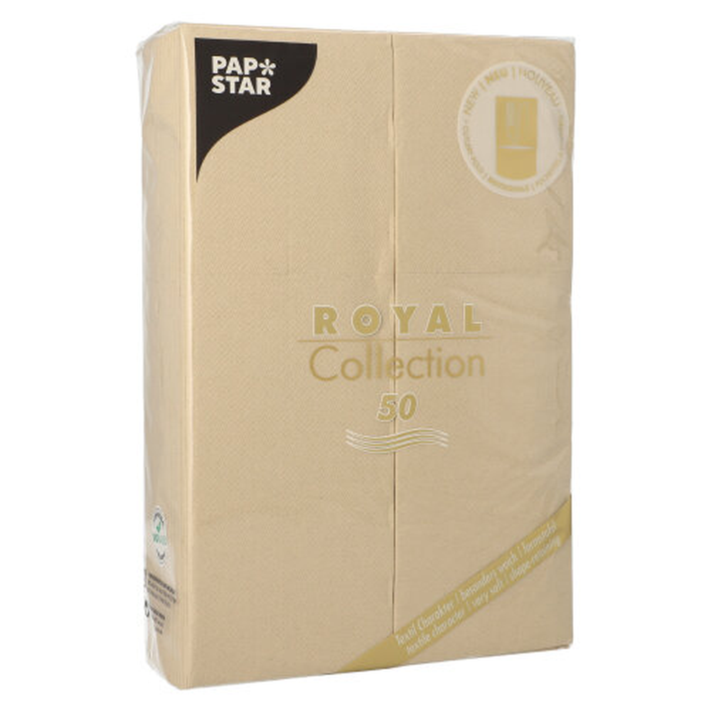 Papstar Servietten "ROYAL Collection" 48 cm x 30 cm sand mit Besteckfalz