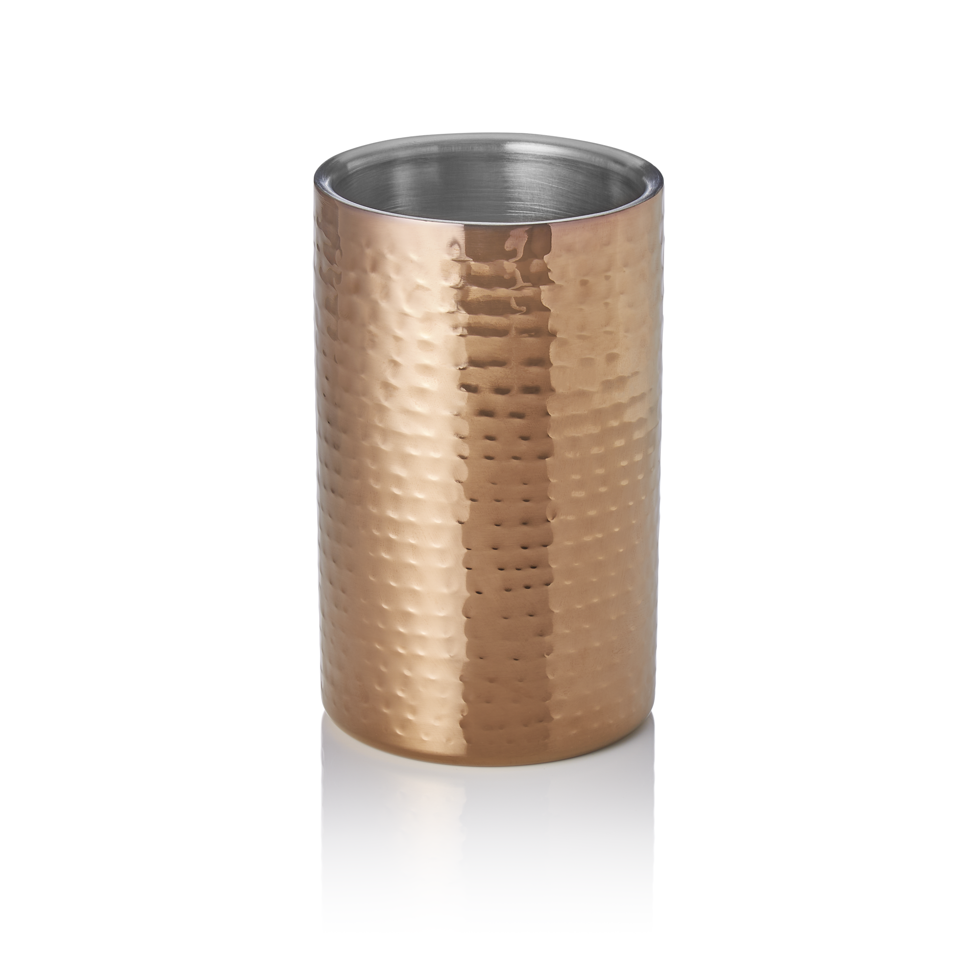 WAS Flaschenkühler, Ø 12 cm, Höhe 19 cm, gehämmert, Titanium gold, doppelwandig,
