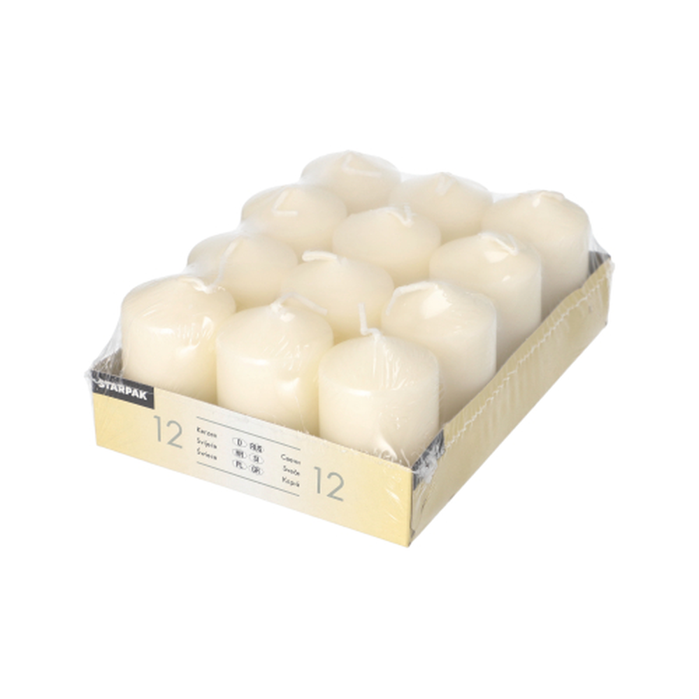 Papstar Stumpenkerzen Ø 40 mm · 60 mm elfenbein "Ivory" mit Flachkopf