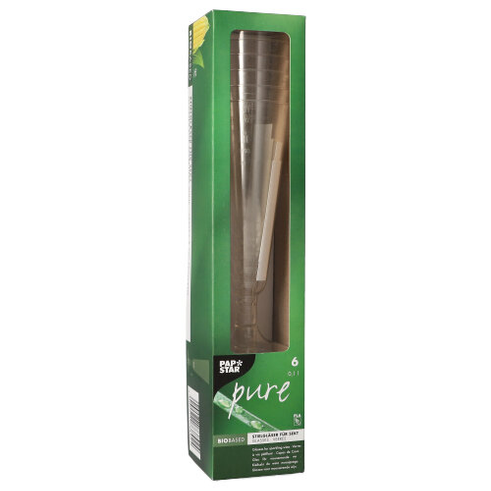 PAPSTAR Stiel-Gläser für Sekt, PLA pure 0,1 l Ø 5,5 cm · 16,5 cm glasklar m