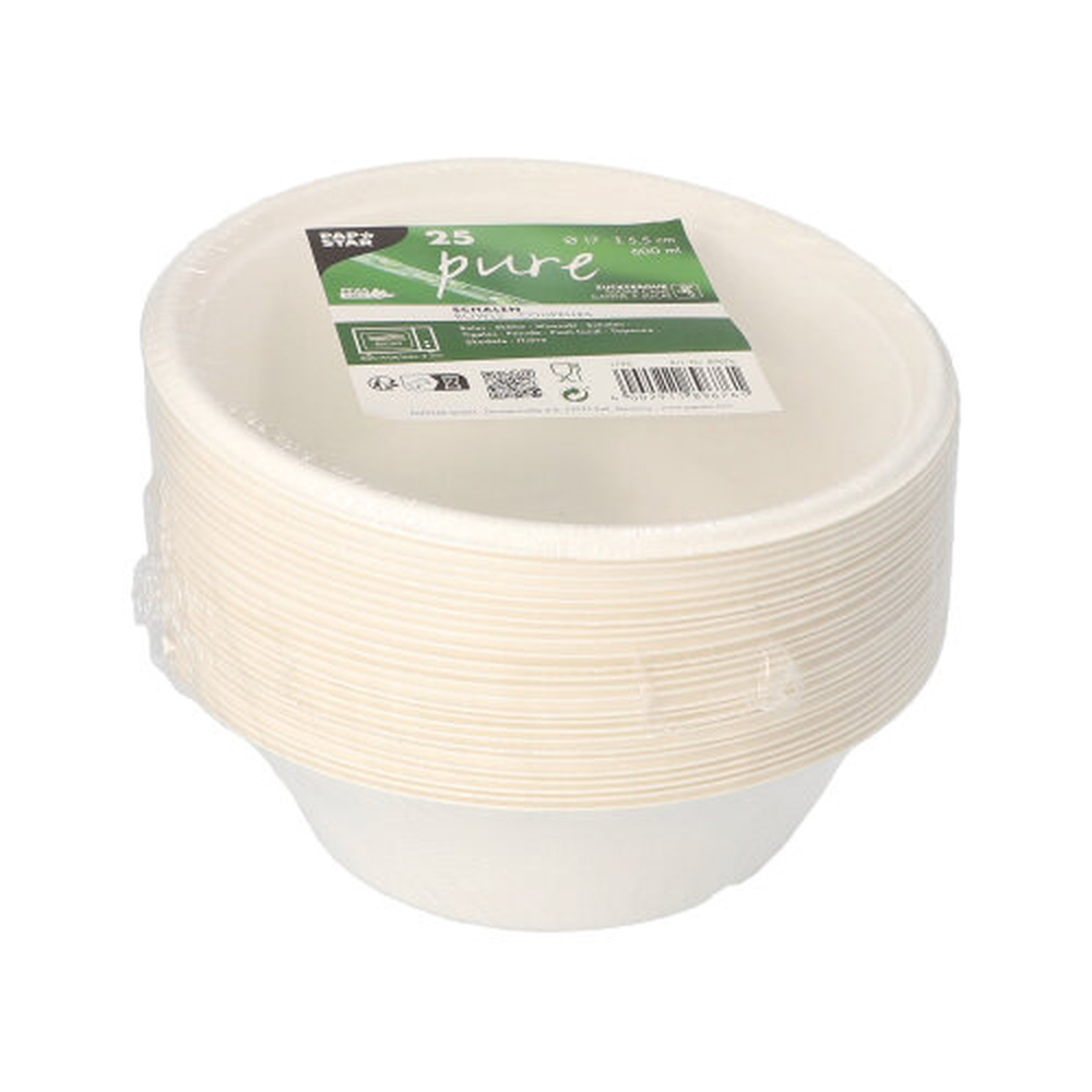 Papstar Schalen, Zuckerrohr "pure" 600 ml Ø 17 cm · 5,5 cm weiss