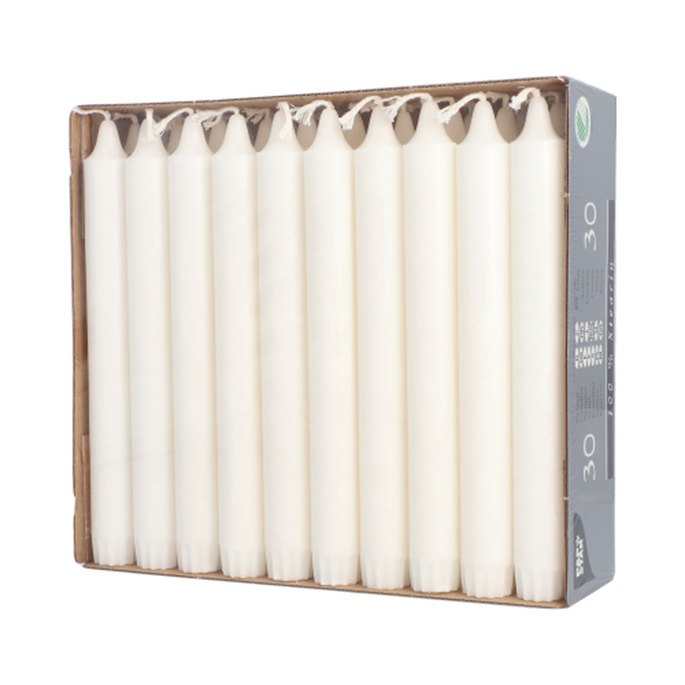 Papstar Kronkerzen Ø 2,2 cm · 20 cm weiss aus 100 % Stearin
