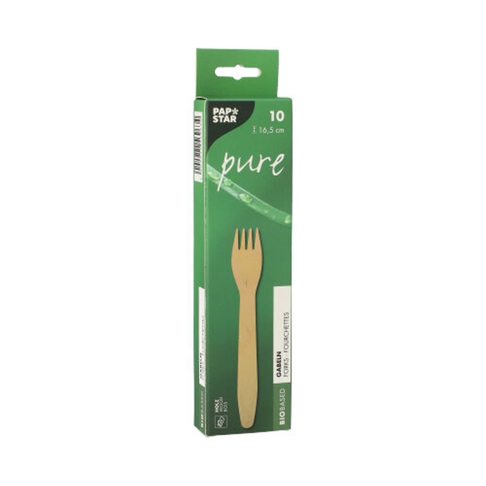Papstar Gabeln, Holz "pure" 16 cm
