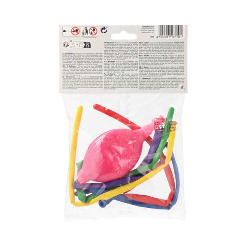 Papstar Modellierballons 120 cm farbig sortiert mit Pumpe