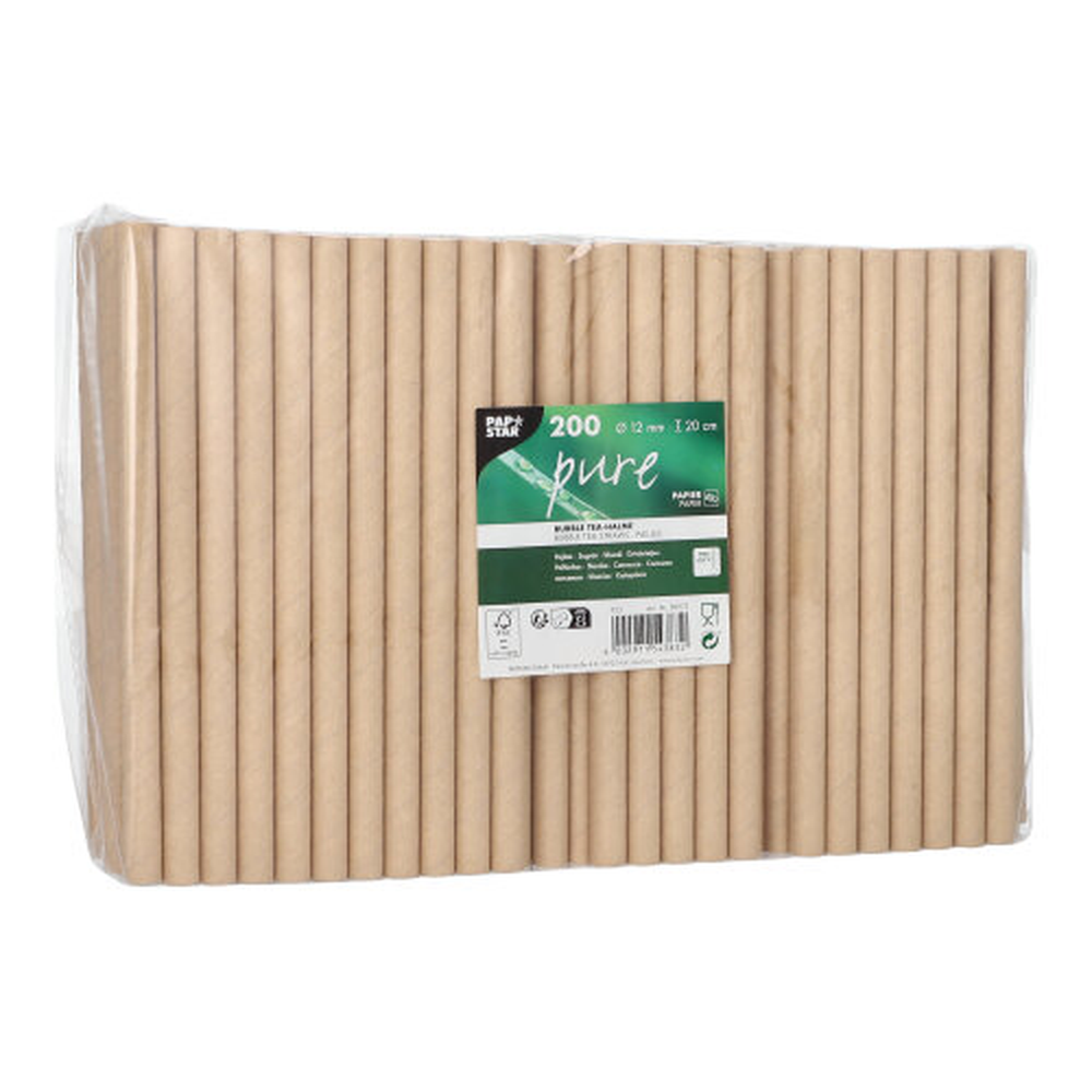 Papstar Bubble Tea Halme Papier "pure" Ø 12 mm · 20 cm braun