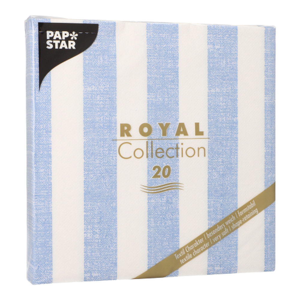 Papstar Servietten "ROYAL Collection" 1/4-Falz 40 cm x 40 cm blau "Lines"