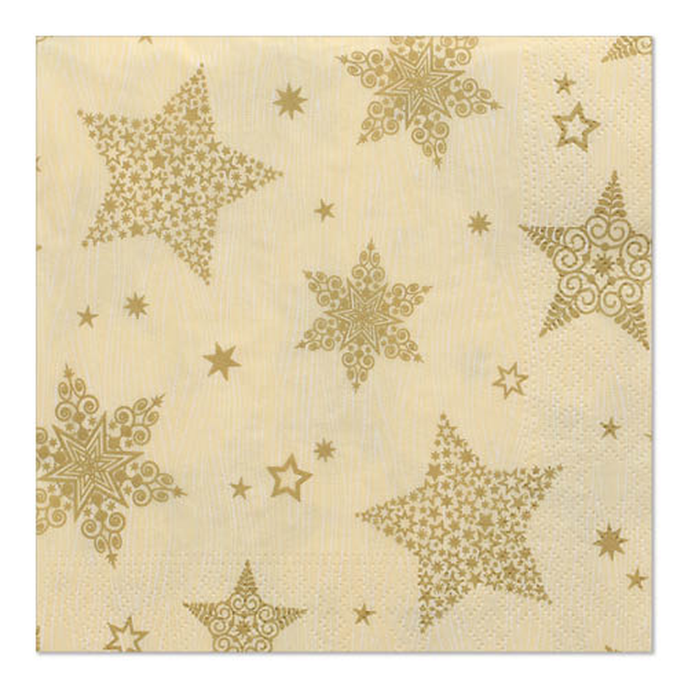 Papstar Servietten, 3-lagig 1/4-Falz 33 cm x 33 cm creme "Christmas Shine"