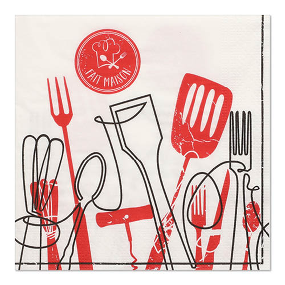 Papstar Servietten, 3-lagig 1/4-Falz 33 cm x 33 cm "Ma Cuisine"