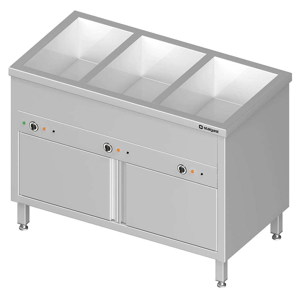 Stalgast Bain-Marie Standgerät mit geschlossenem Unterbau und separaten Becken, 