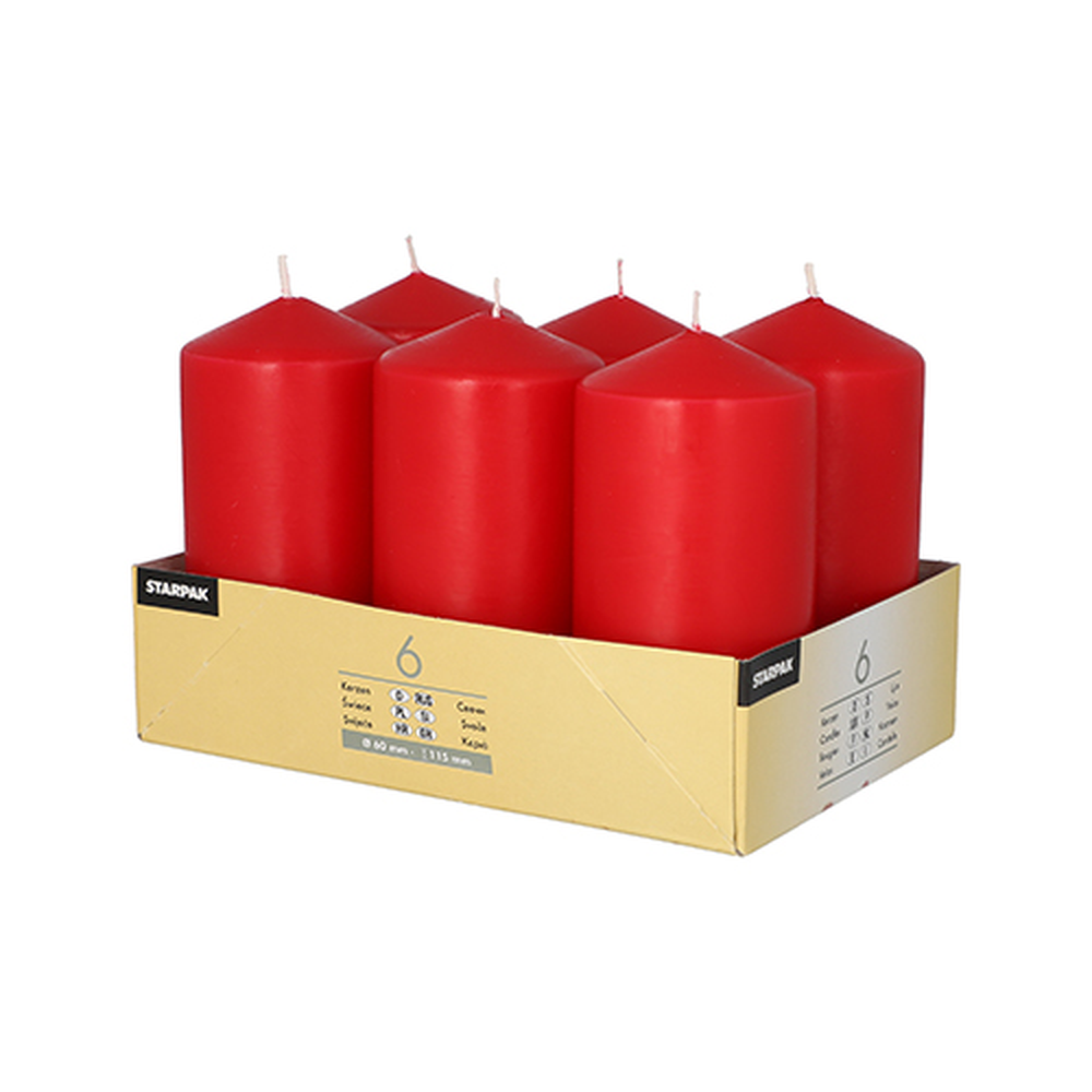 Papstar Stumpenkerzen Ø 60 mm · 115 mm rot