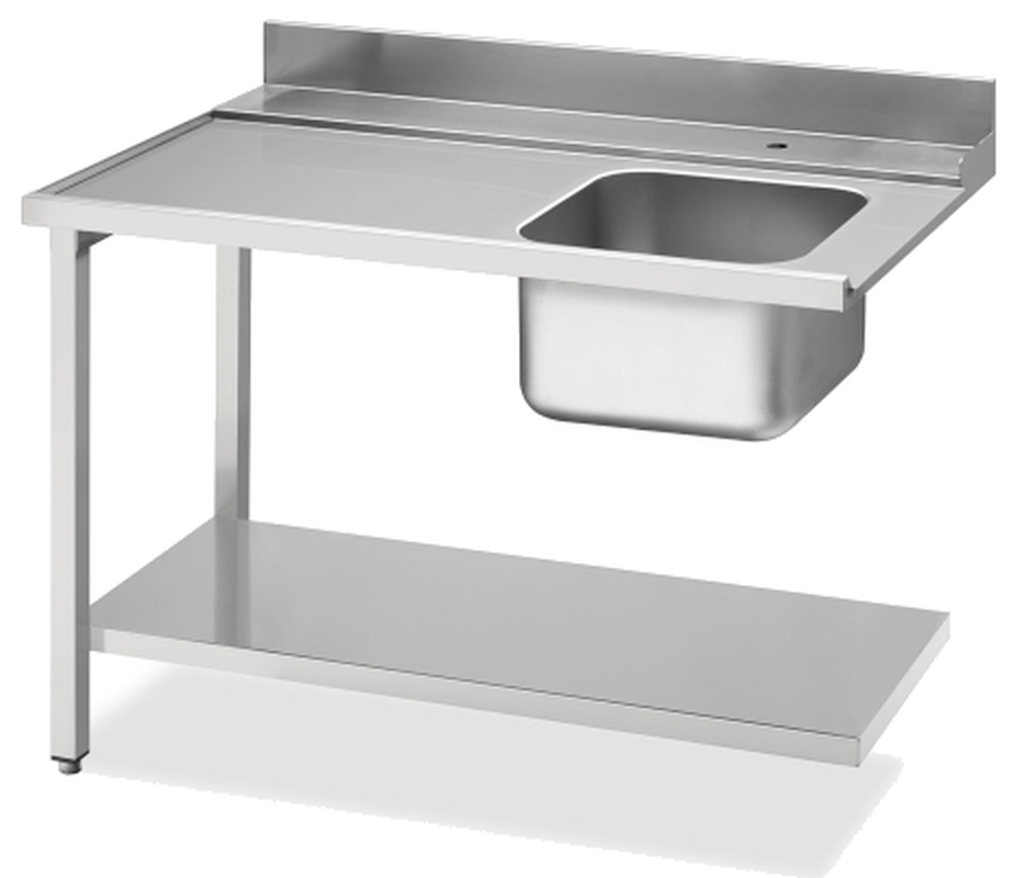 KBS Zulauftisch Becken rechts, Breite 120cm, Grundboden und Aufkantung