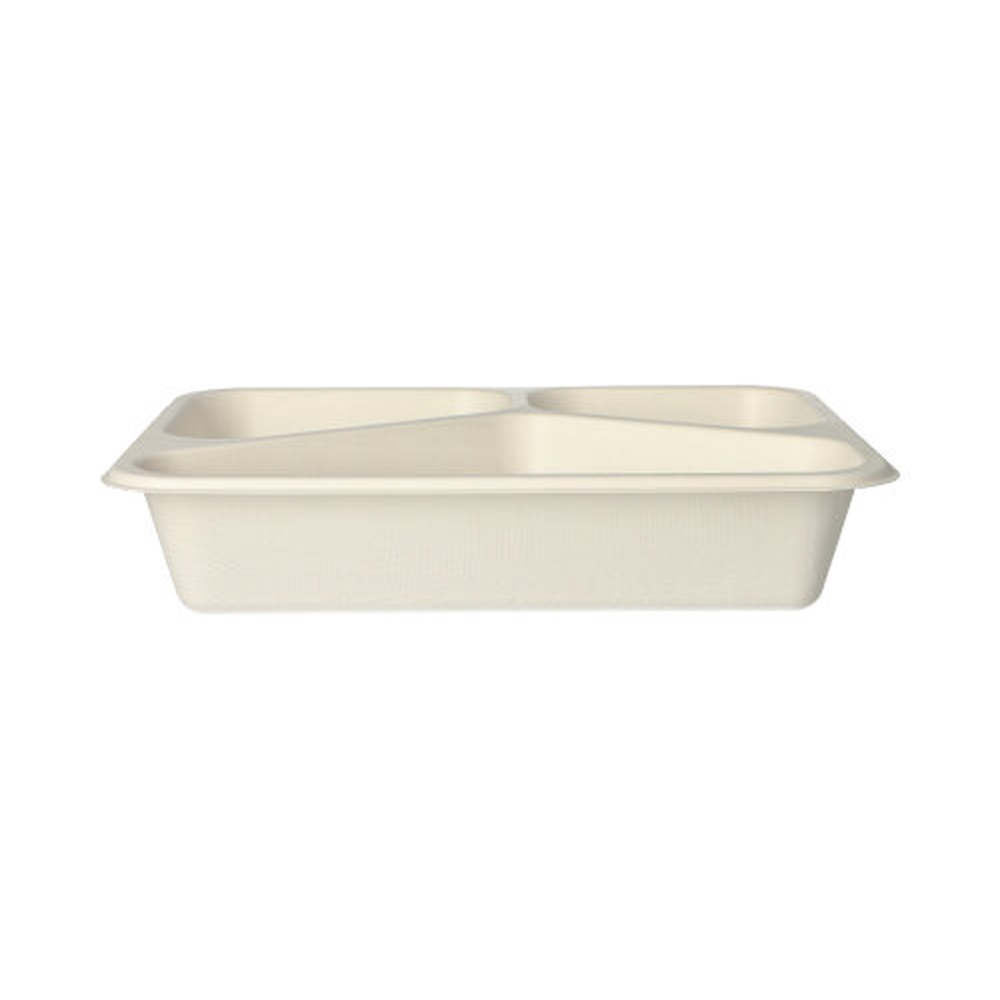 PAPSTAR Siegelschalen, Zuckerrohr Zuckerrohr 3-geteilt 1150 ml 4,5 cm x 17,5