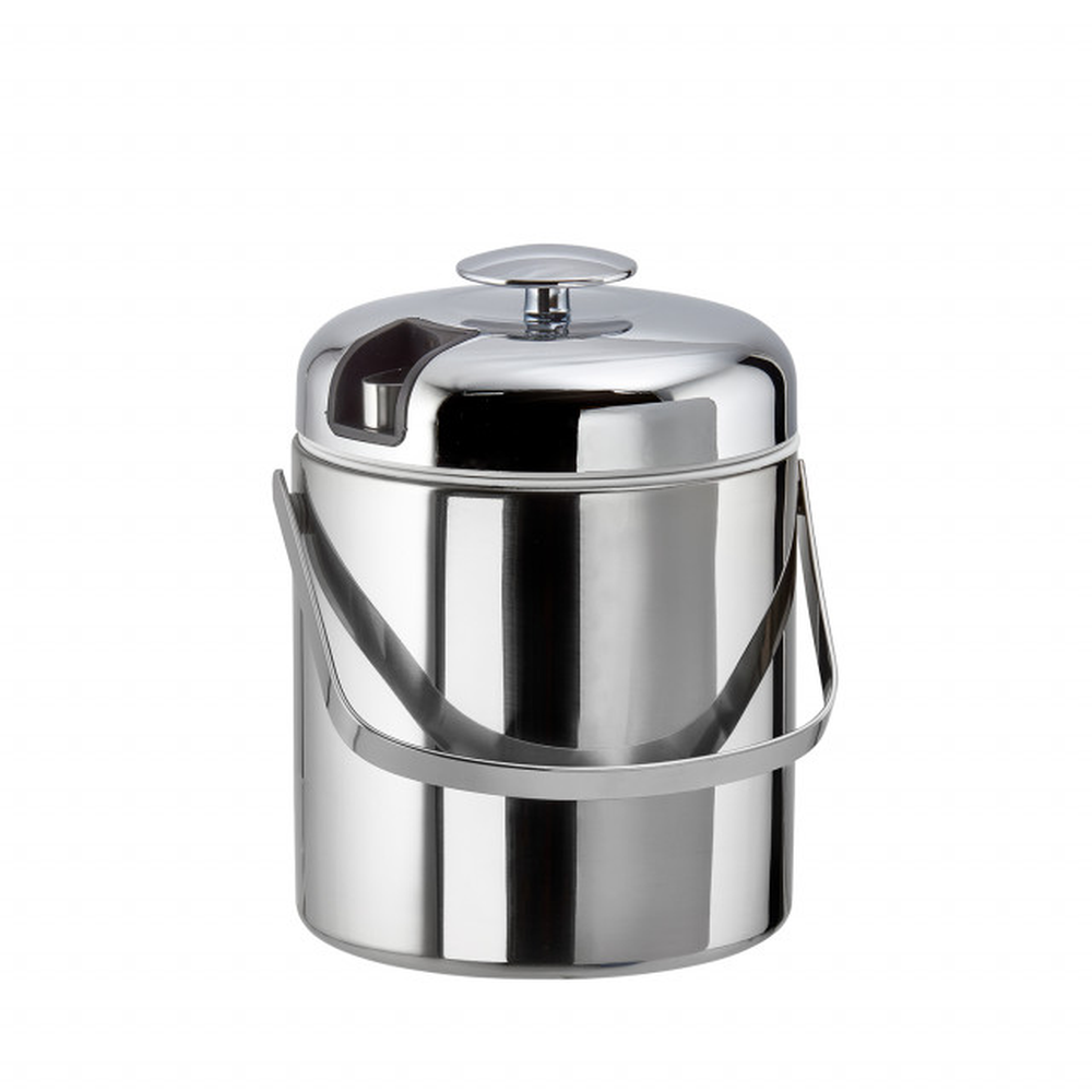 APS Eiseimer-Set mit Eiszange Ø 14 cm, H: 22 cm, 1,3 Liter , Edelstahl, PP, ABS