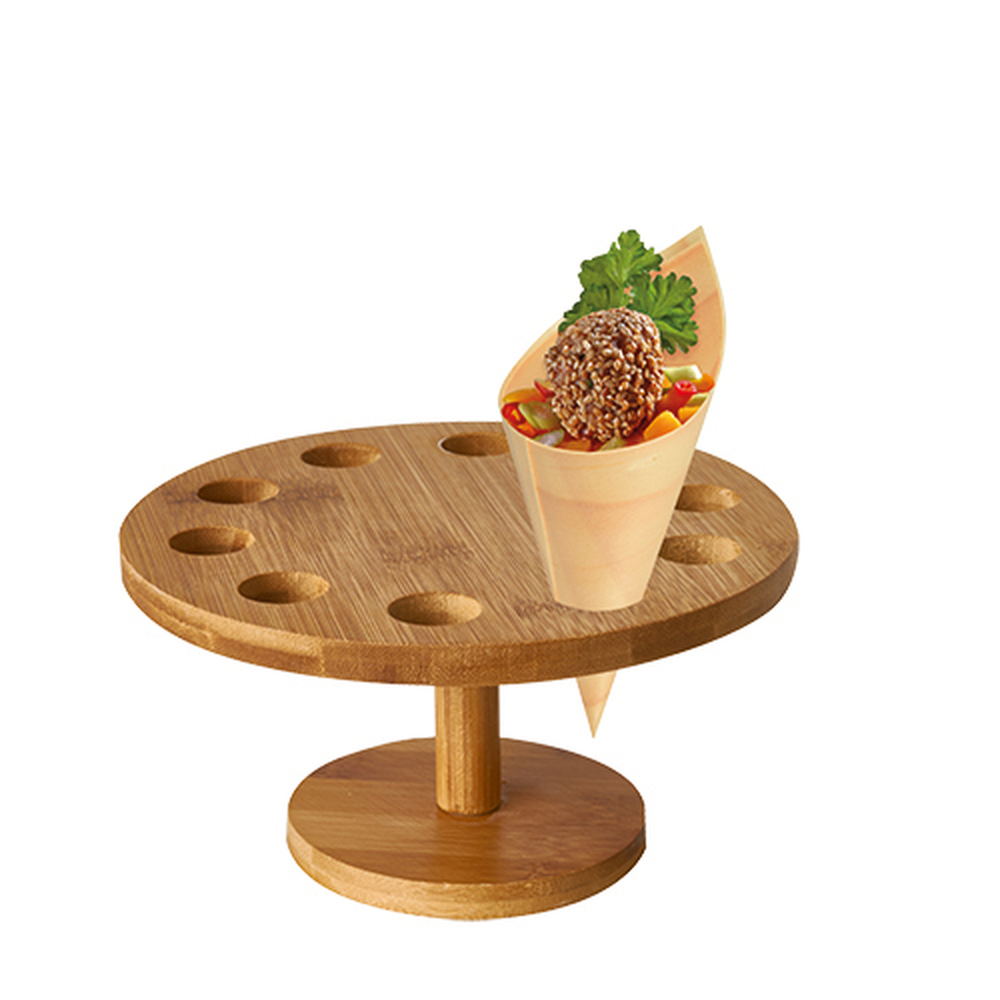 Papstar Tray, Bambus "pure" rund Ø 18 cm · 9 cm für 10 Spitztüten