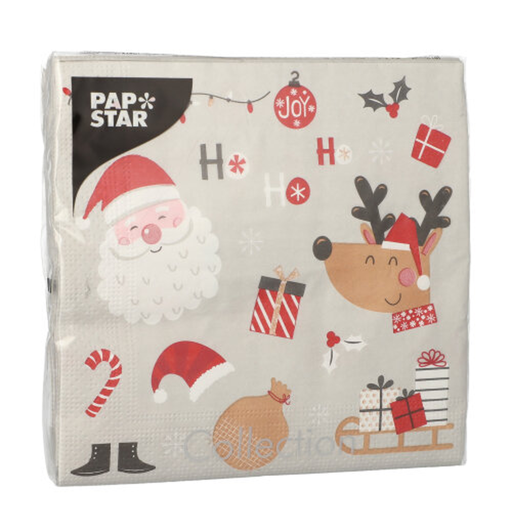 Papstar Servietten, 3-lagig 1/4-Falz 33 cm x 33 cm "Vive Noel"