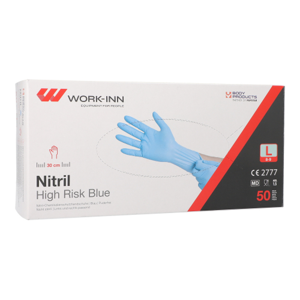 Papstar "WORK-INN" Handschuhe Nitril puderfrei "High Risk" blau Größe: L