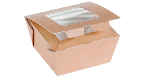Pacovis Food Box Kraft braun klein mit, Sichtfenster, 100x100x60mm