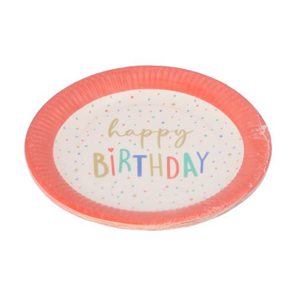Papstar Teller, Pappe rund Ø 23 cm "Happy Birthday"