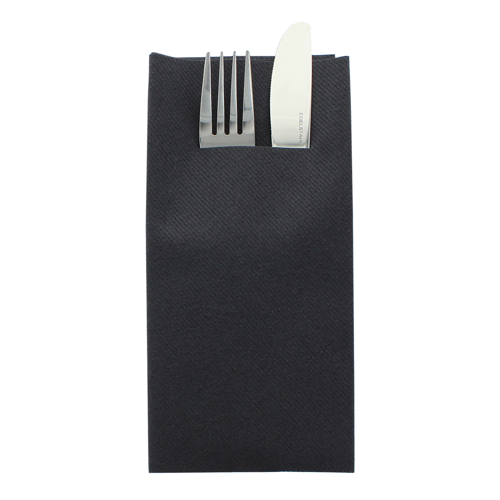 Mank Pocket-Napkins Basic schwarz 40 x 40 cm 1/8 Falz