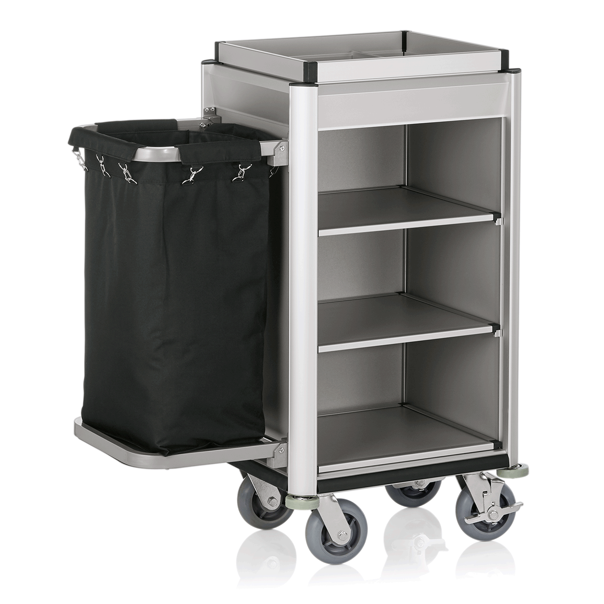 WAS Zimmerservicewagen ISABELLA, 95 x 55 x 116 cm, helle Kanten, Aluminium, MDF