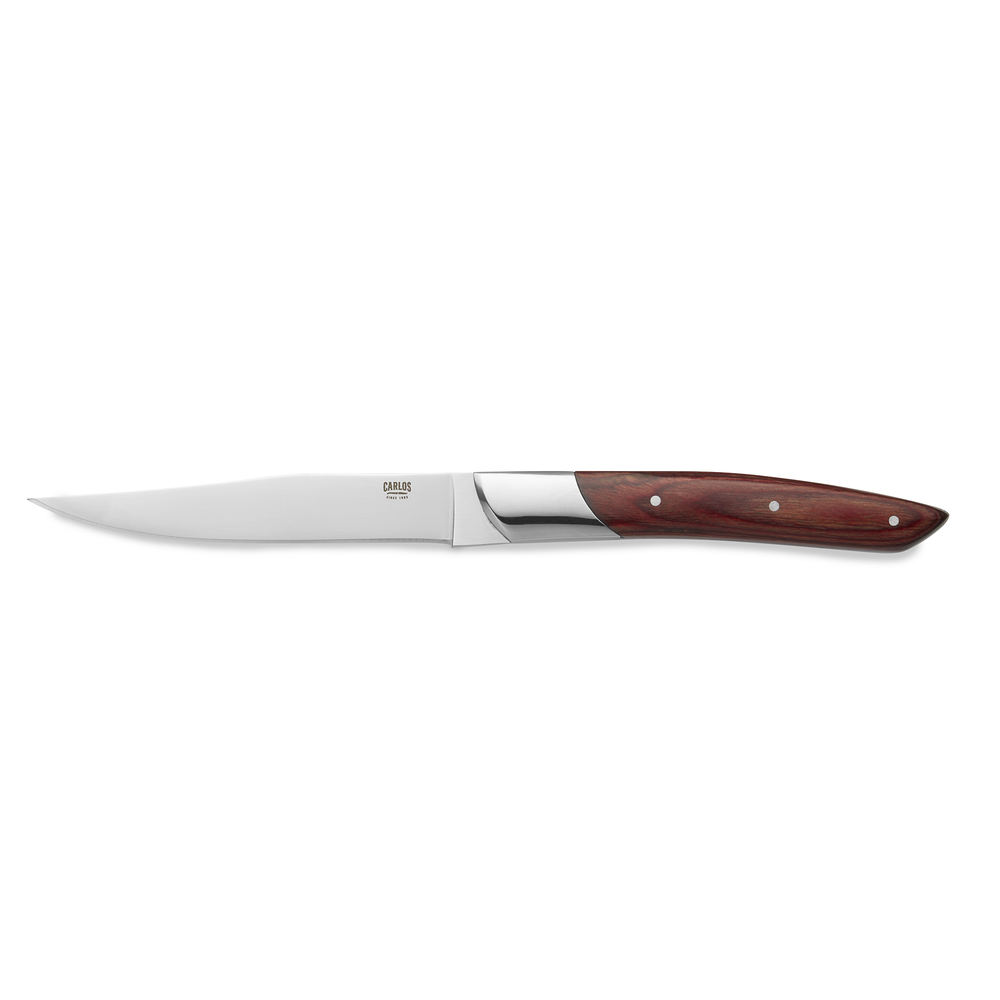 WAS Steakmesser Set CARLOS mit rotem Pakkaholzgriff, 24 cm, Set á 6 Stück, Kling