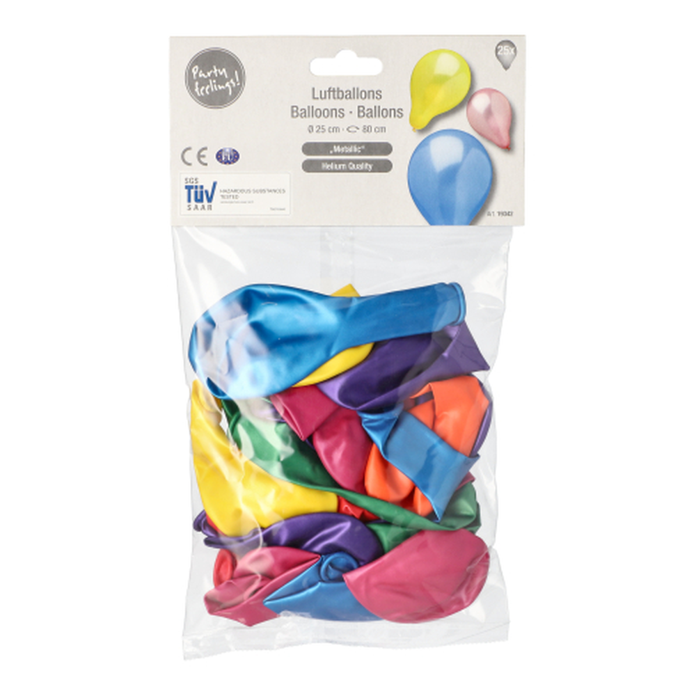 Papstar Luftballons Ø 25 cm farbig sortiert "Metallic"