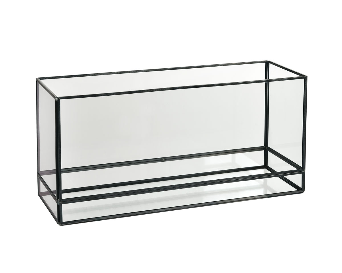 Duni Kerzenhalter für Stumpenkerzen Capella 350 x 120 x 170 mm schwarz Glas